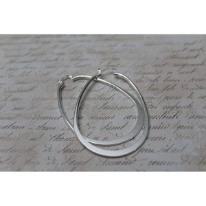 New Very Large Oval Hoop Earrings Sterling Silver 925 E80